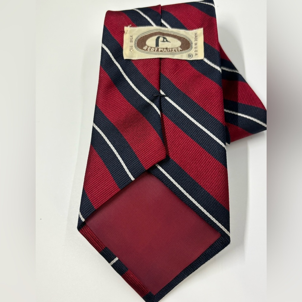 Vintage Bert Pulitzer Elegant Red and Navy Striped Tie